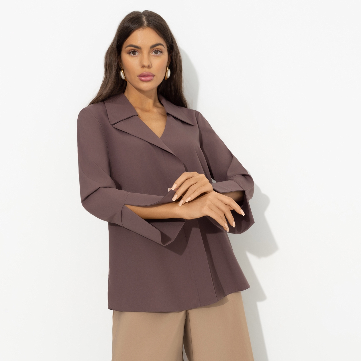 Блуза Амбассадор стиля (brown). Состав: 95% полиэстер, 5% эластан