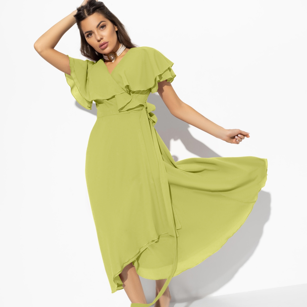 Платье Счастье влюбленности (салатовое). Состав: 98% п/э, 2% спандекс