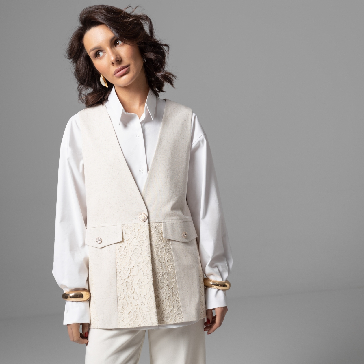 Искусство переговоров (beige). Состав: 40% лен, 30% хлопок, 30% полиэстер