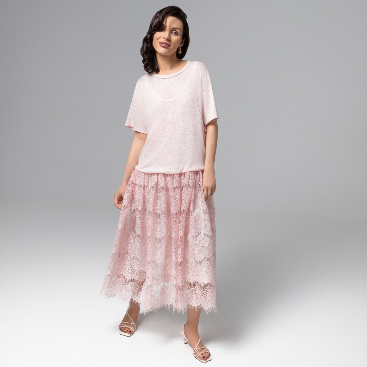 Платье Доведу до мечты (soft pink). Состав: 50% вискоза, 45% п/э, 5% спандекс