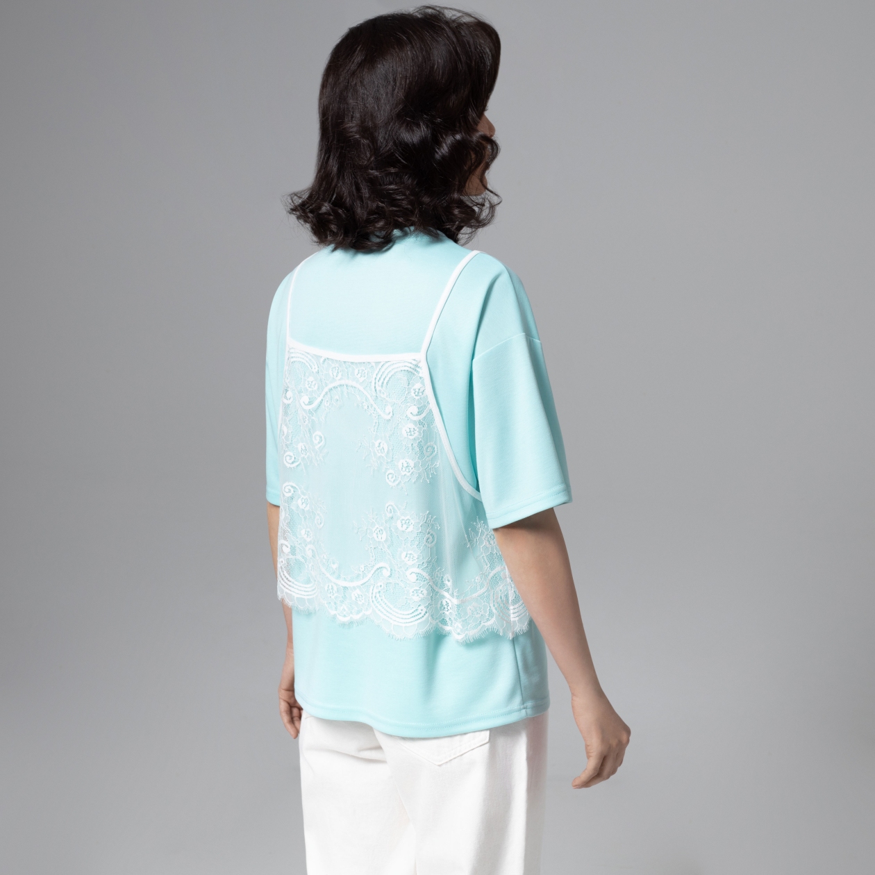 Футболка Модный тандем (мятный 2 в 1). Состав: 65% полиэстер, 30% вискоза, 5% спандекс