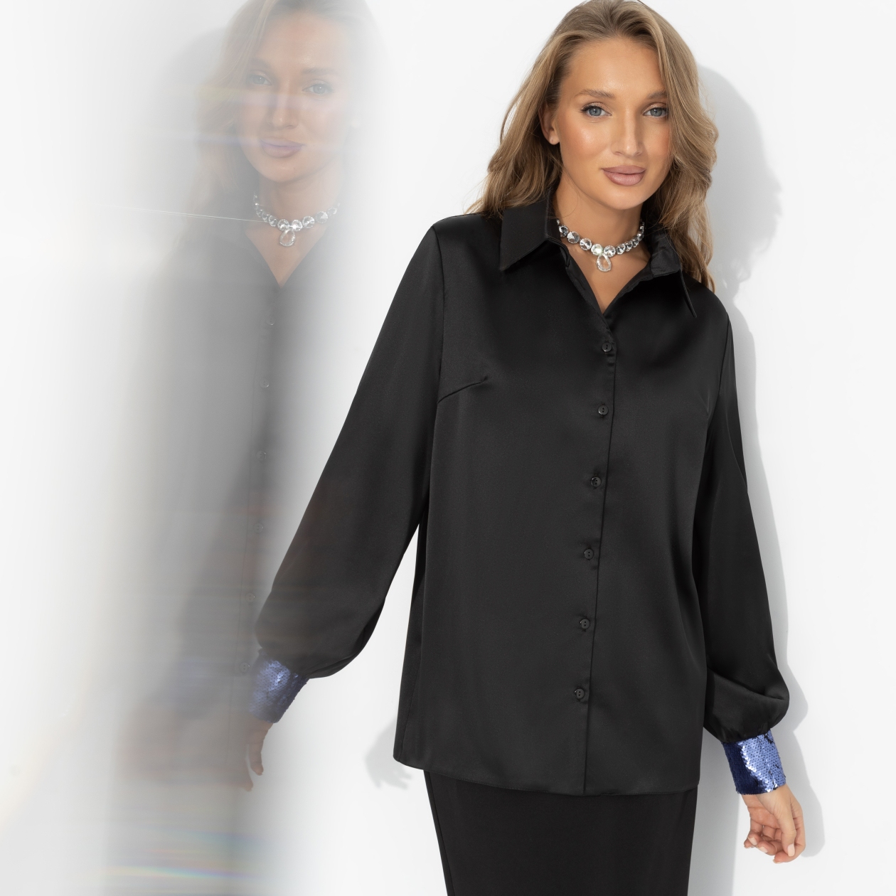 
Рубашка с акцентными манжетами, Лабиринт обещаний (роскошь)