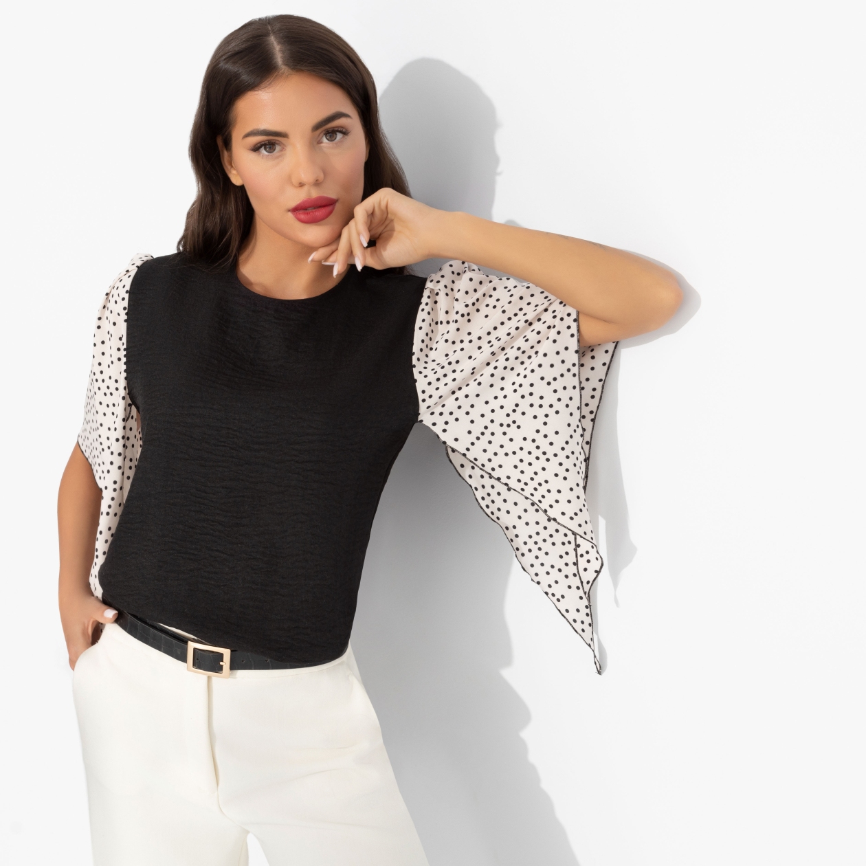 Блуза Значение моды (черная). Состав: 95% п/э, 5% спандекс