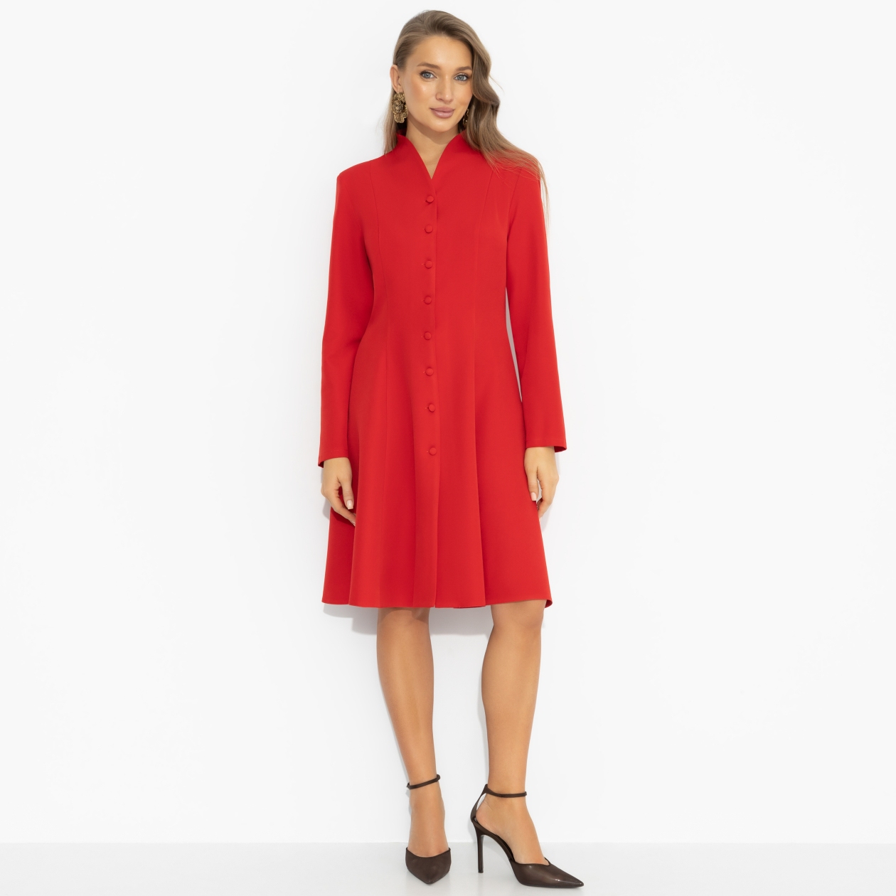 Платье Ревную себя (скандально-красное). Состав: 95% полиэстер, 5% эластан