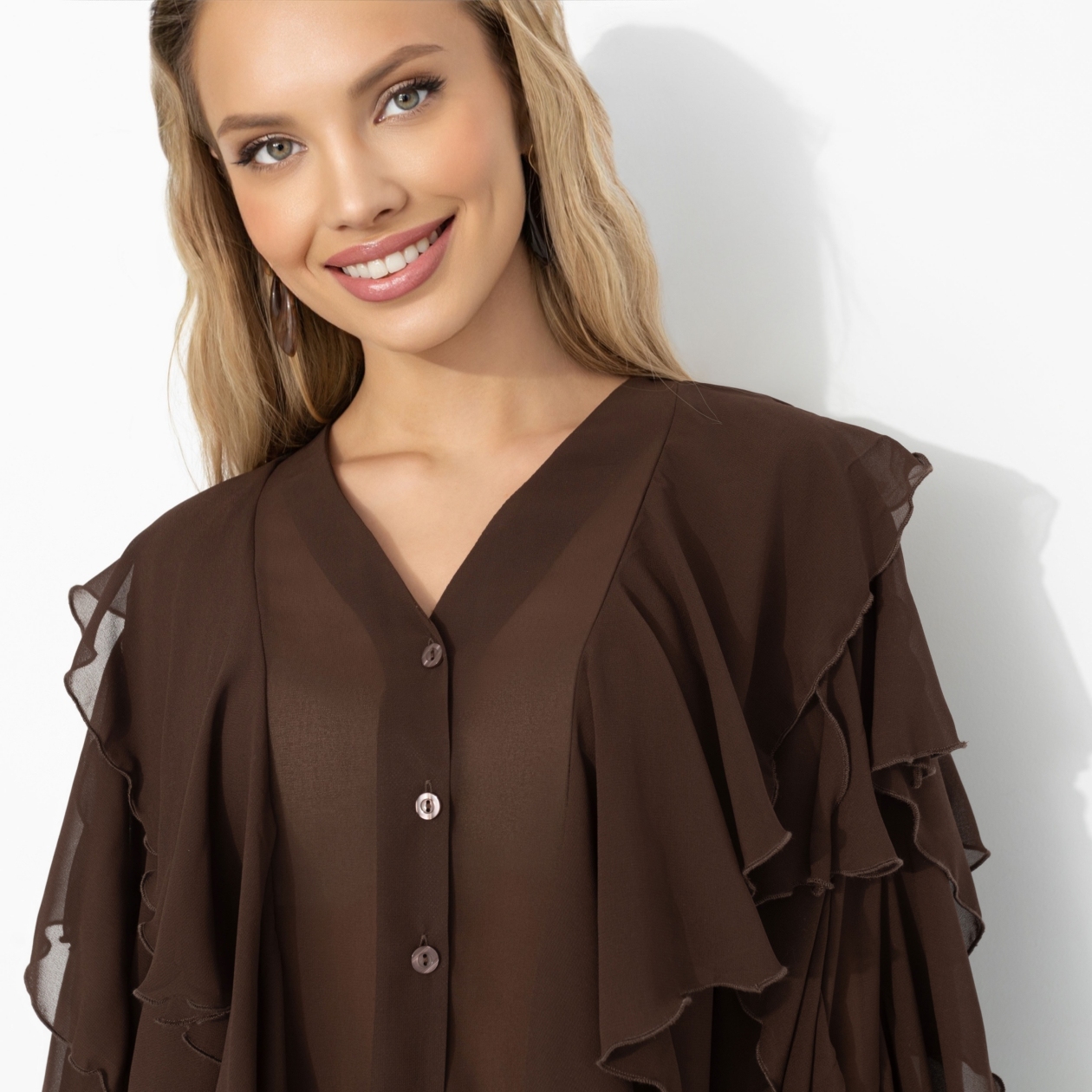 Блуза Прикосновение мечты (брауни). Состав: 95% полиэстер, 5% эластан