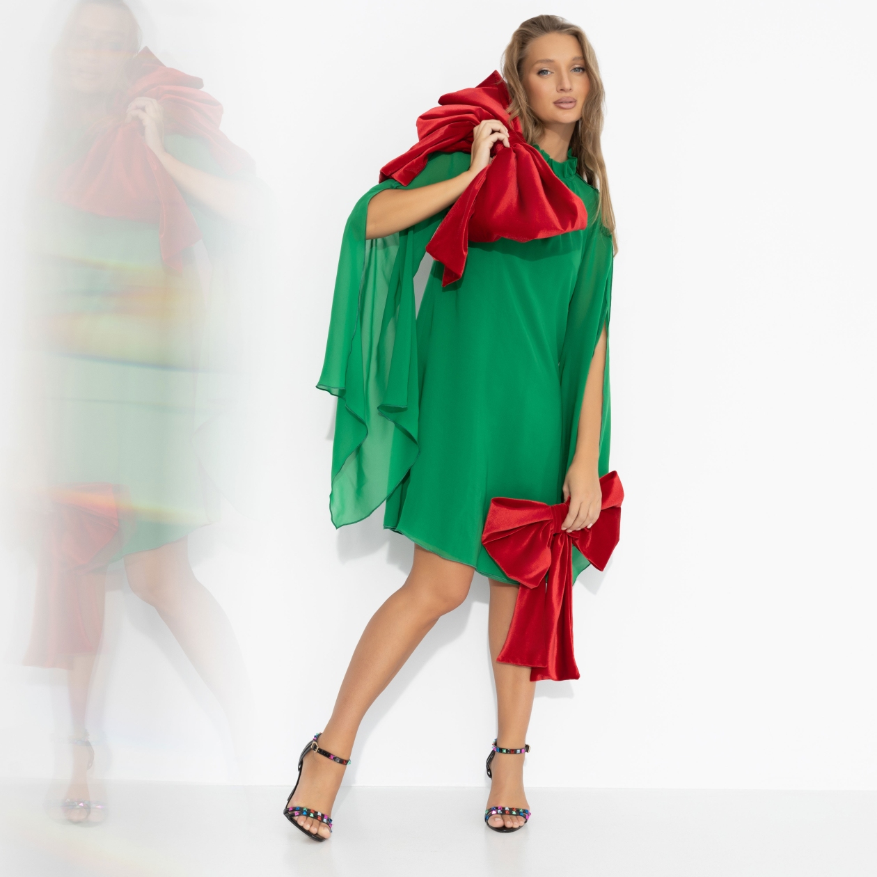 Платье Стильная эйфория (зелёное). Состав: 100% п/э