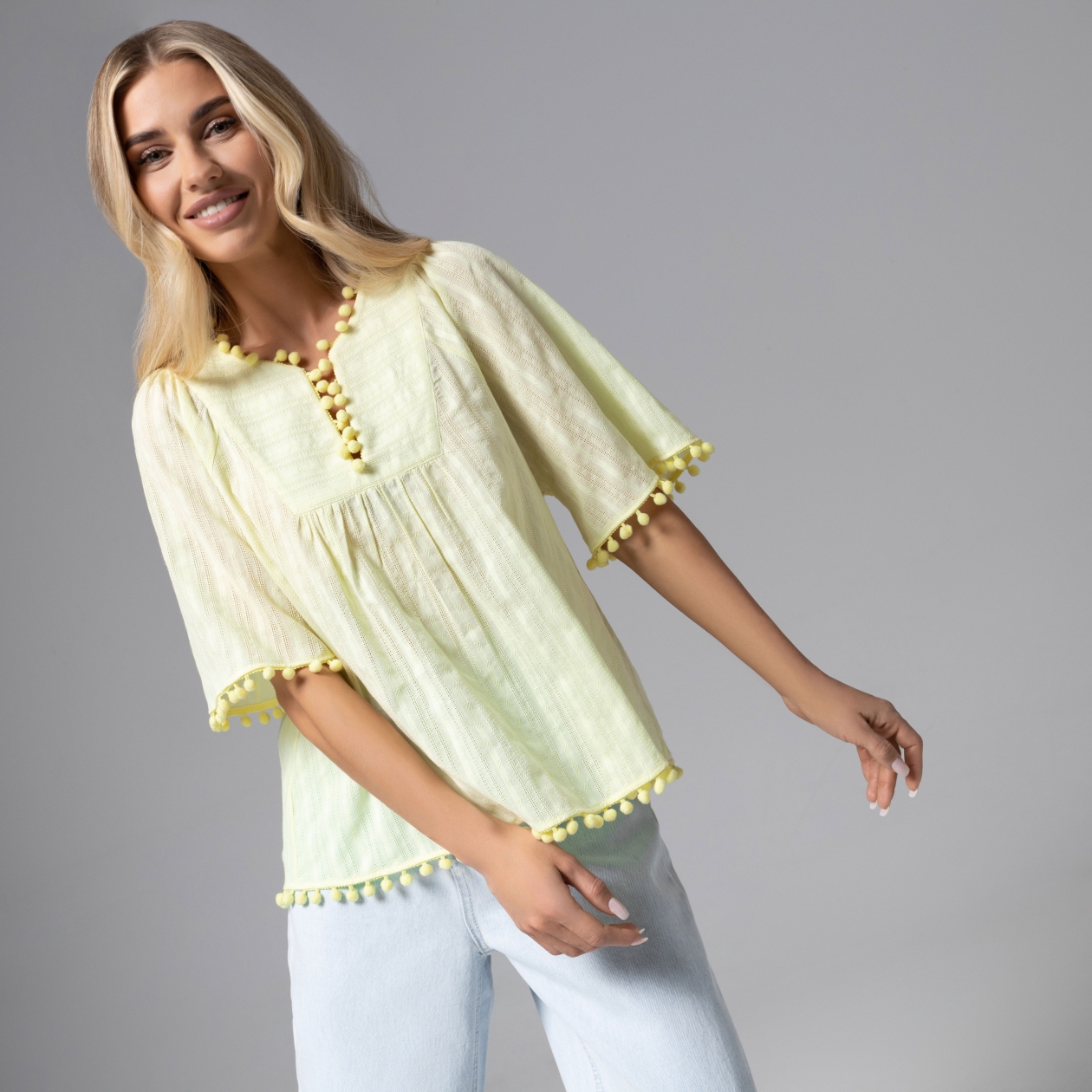 Блуза Летний фольклор (желтая). Состав: 100% хлопок