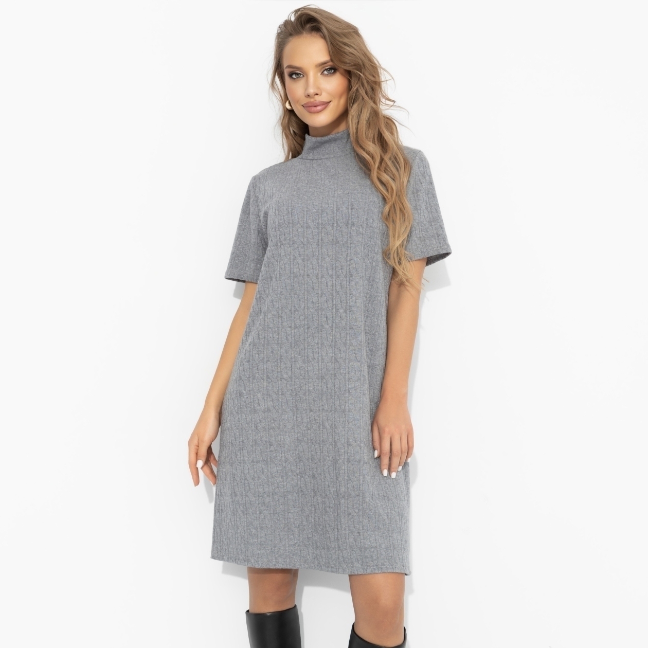 Платье Словно впервые (серое). Состав: 75% нейлон, 22% хлопок, 3% спандекс