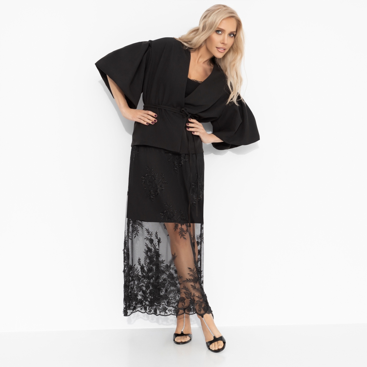 Костюм с юбкой Очарование момента (элегант, 2 в 1, с поясом). Состав: 95% полиэстер, 5% эластан