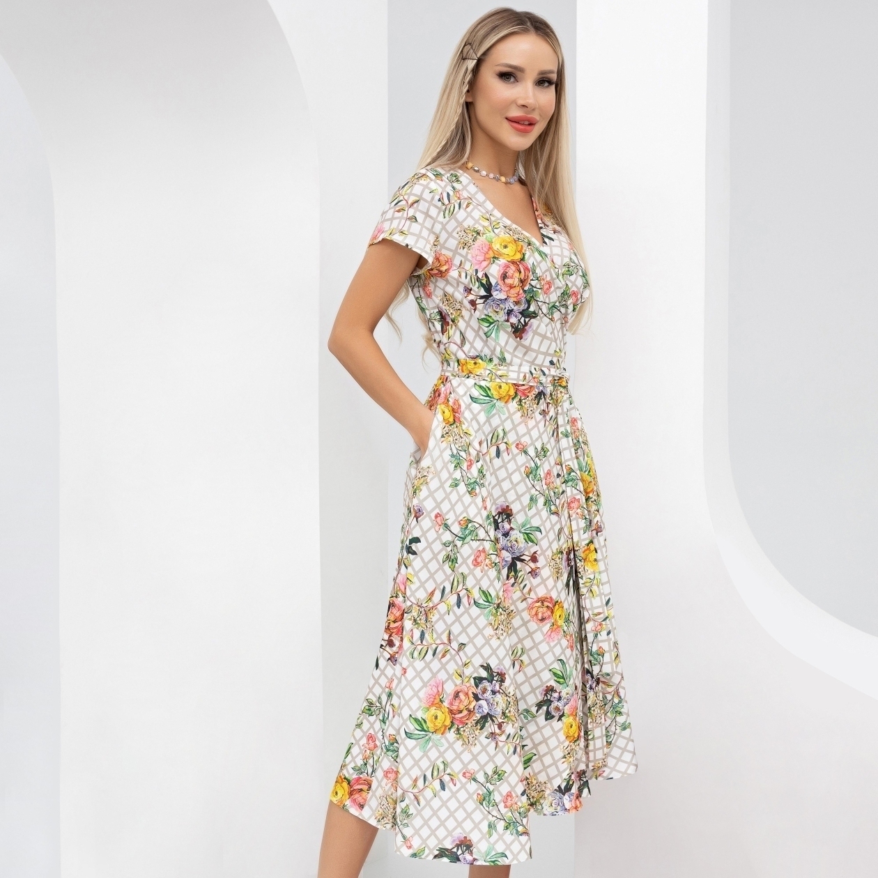 Платье Всегда в выигрыше! (эффектная, с поясом). Состав: 80% п/э, 20% вискоза