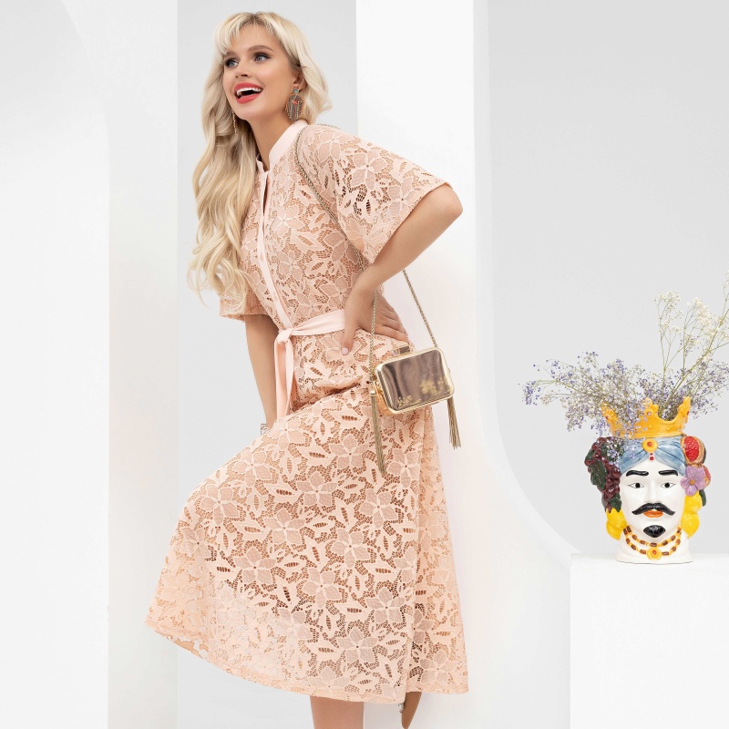 Платье Моя итальянская история (нежность, с поясом). Состав: 95% п/э, 5% эластан