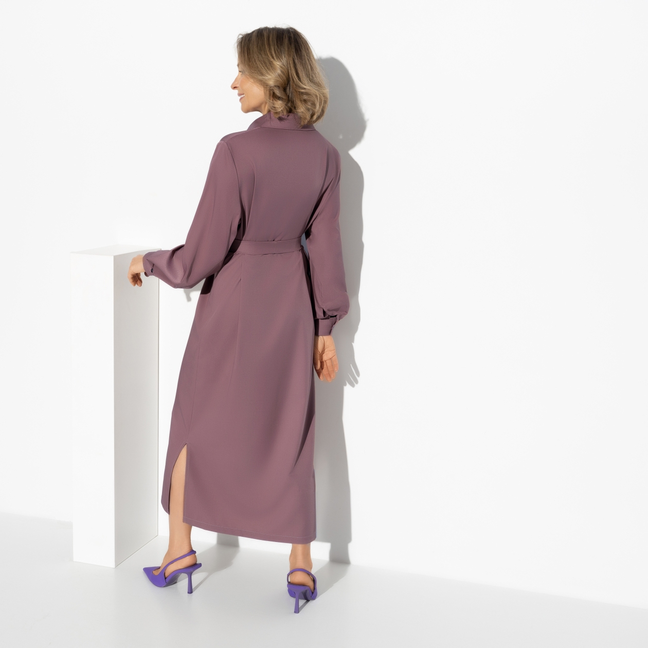 Платье-рубашка Стильный каприз (brown rose, с поясом). Состав: 100% п/э