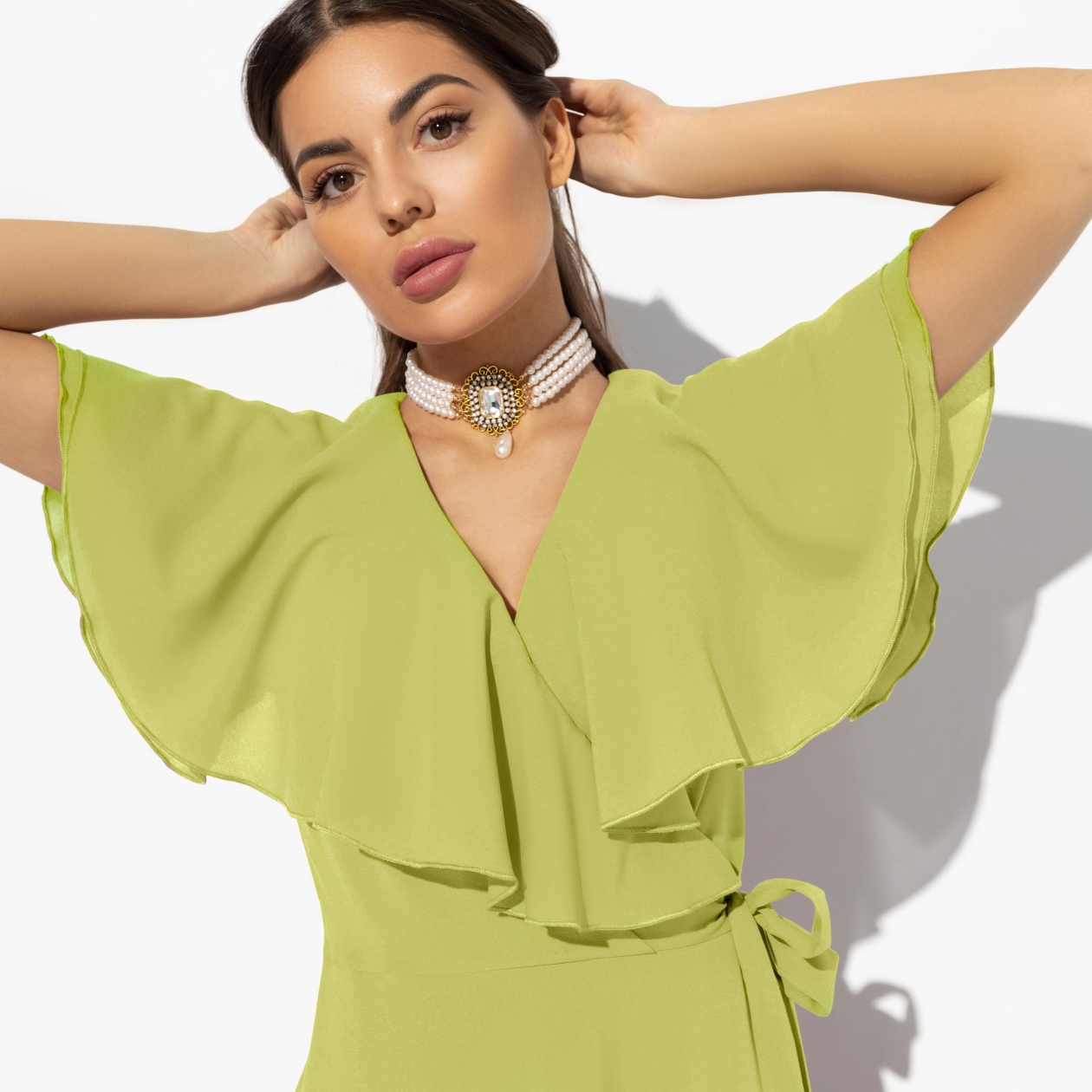 Платье Счастье влюбленности (салатовое). Состав: 98% п/э, 2% спандекс