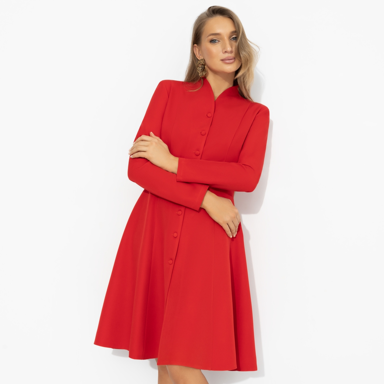 Платье Ревную себя (скандально-красное). Состав: 95% полиэстер, 5% эластан