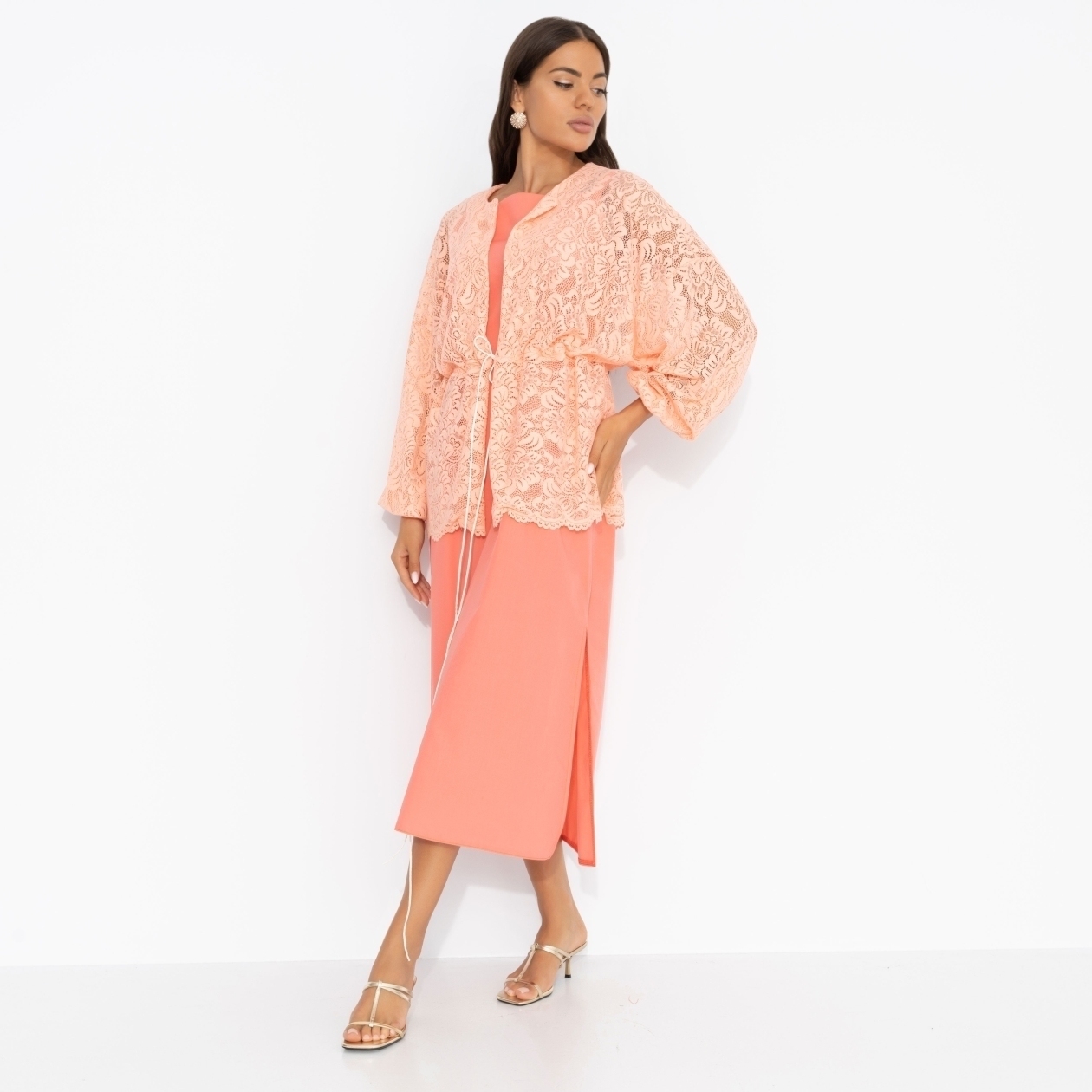 Двойка Цвет нежности (coral, 2 в 1). Состав: 65% п/э, 30% вискоза, 5% эластан