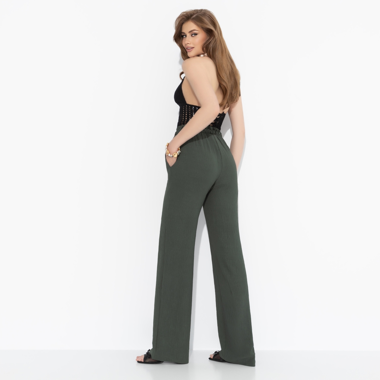 Брюки Оглушительный успех (dark green). Состав: 100% п/э