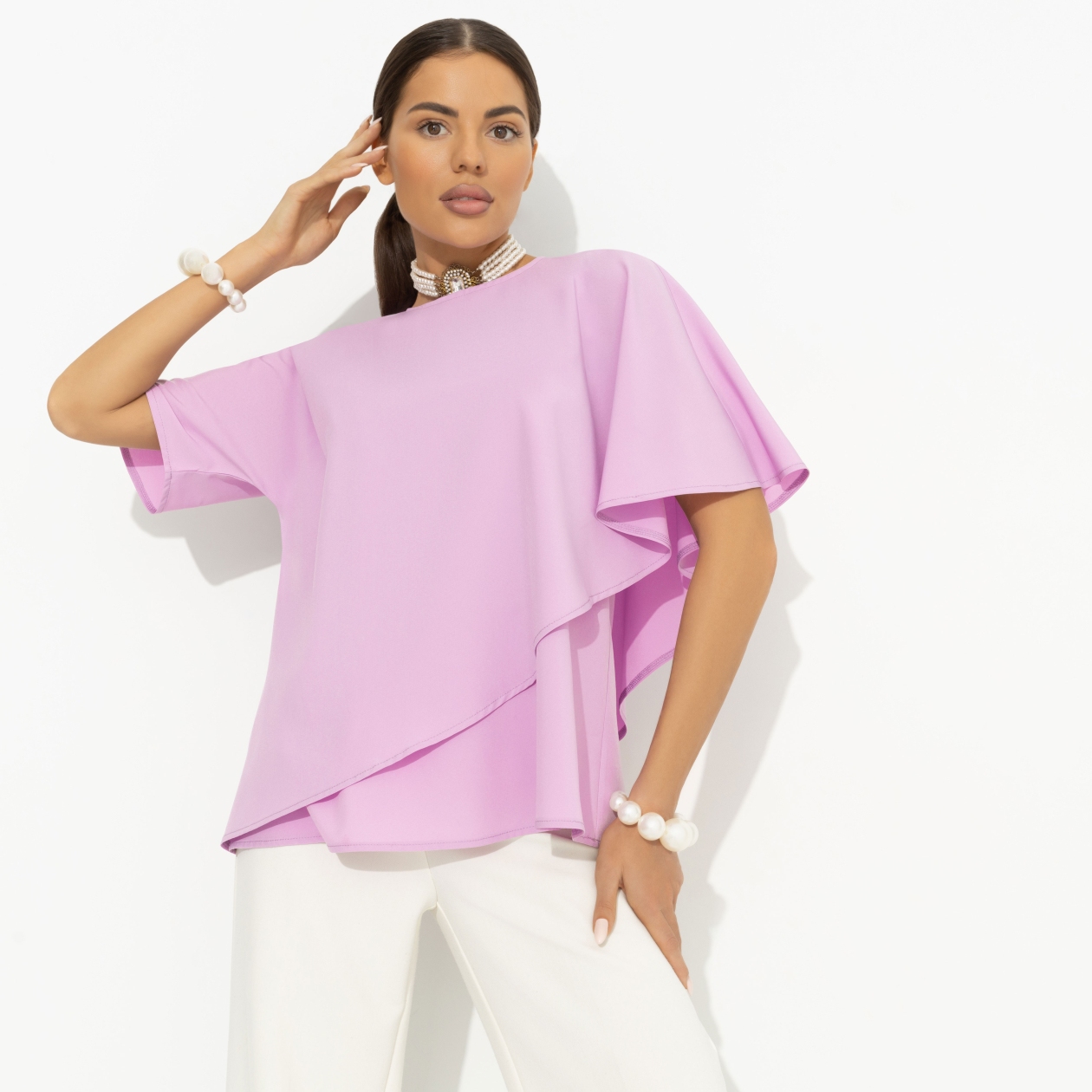 Блуза Лёгкая драма (розовая). Состав: 95% полиэстер, 5% эластан