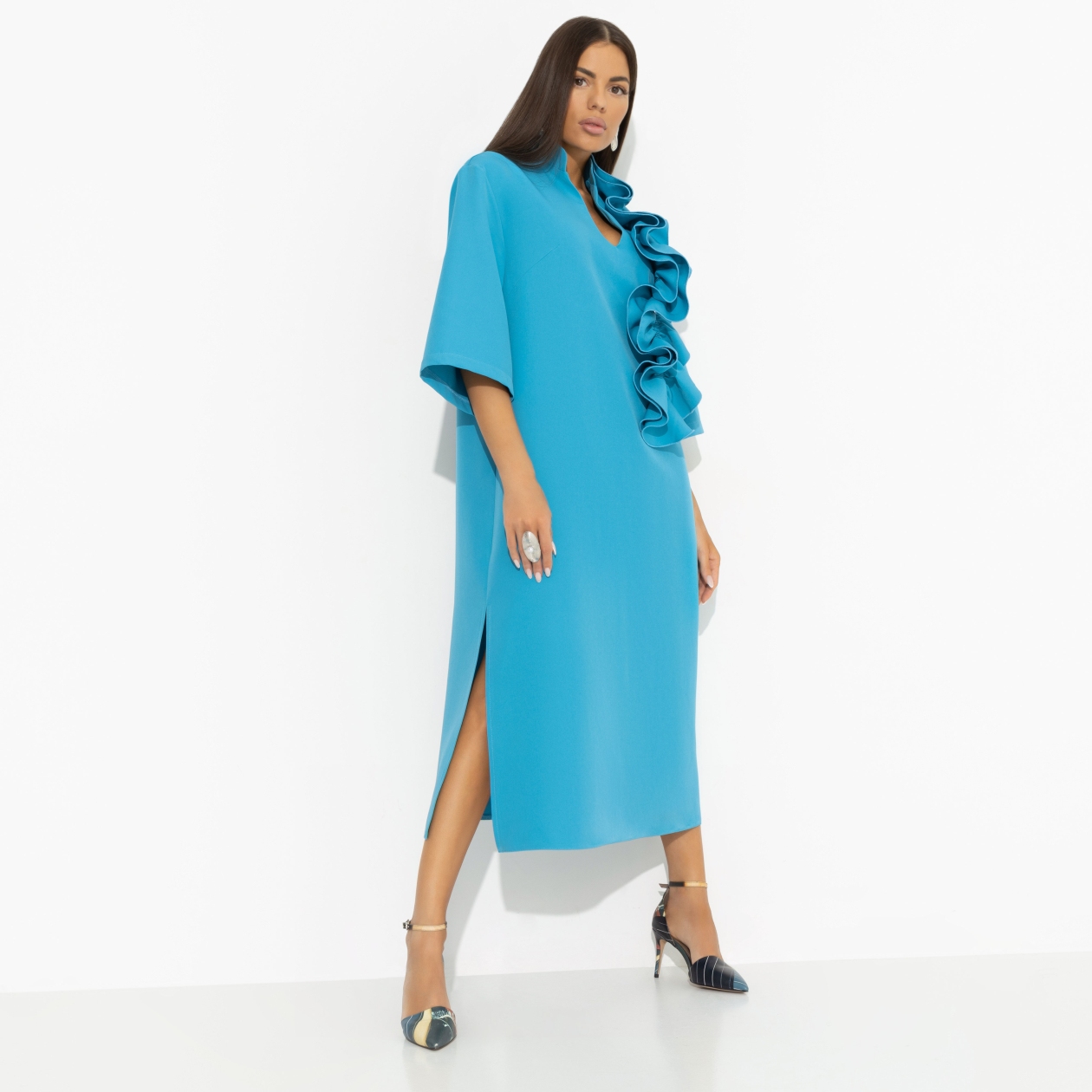 Платье Сияние глянца (turquoise). Состав: 95% полиэстер, 5% эластан