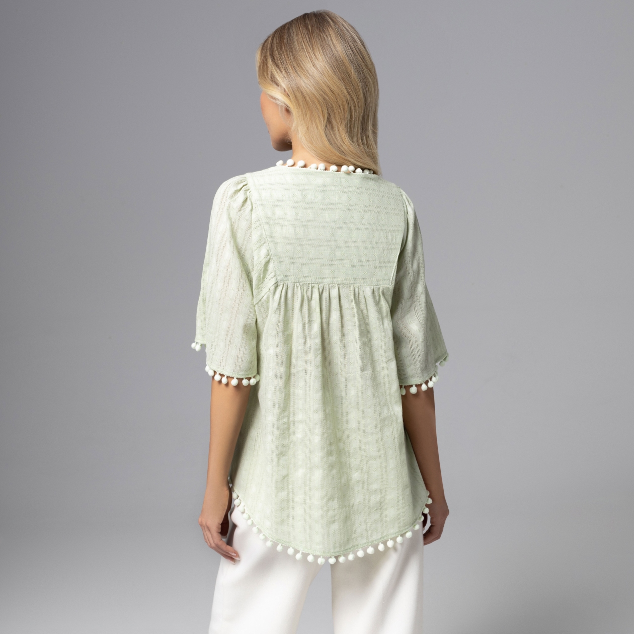 Блуза Летний фольклор (зеленая). Состав: 100% хлопок