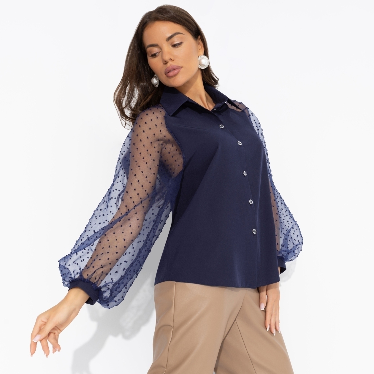 Блуза Теория красоты (синяя туманность). Состав: 95% п/э, 5% эластан