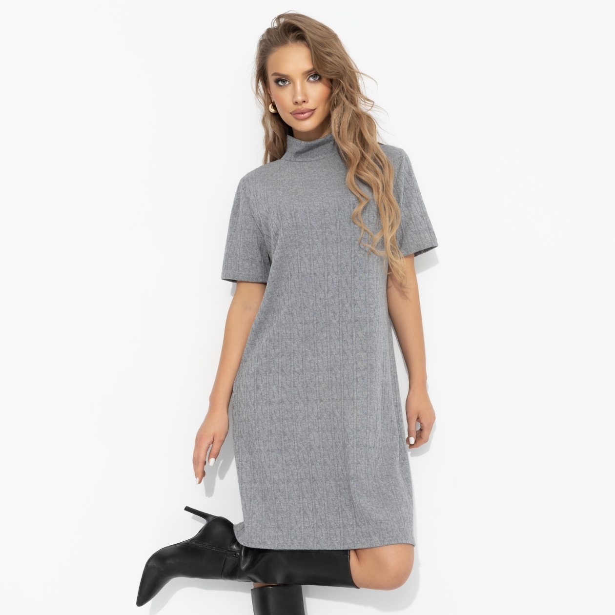 Платье Словно впервые (серое). Состав: 75% нейлон, 22% хлопок, 3% спандекс