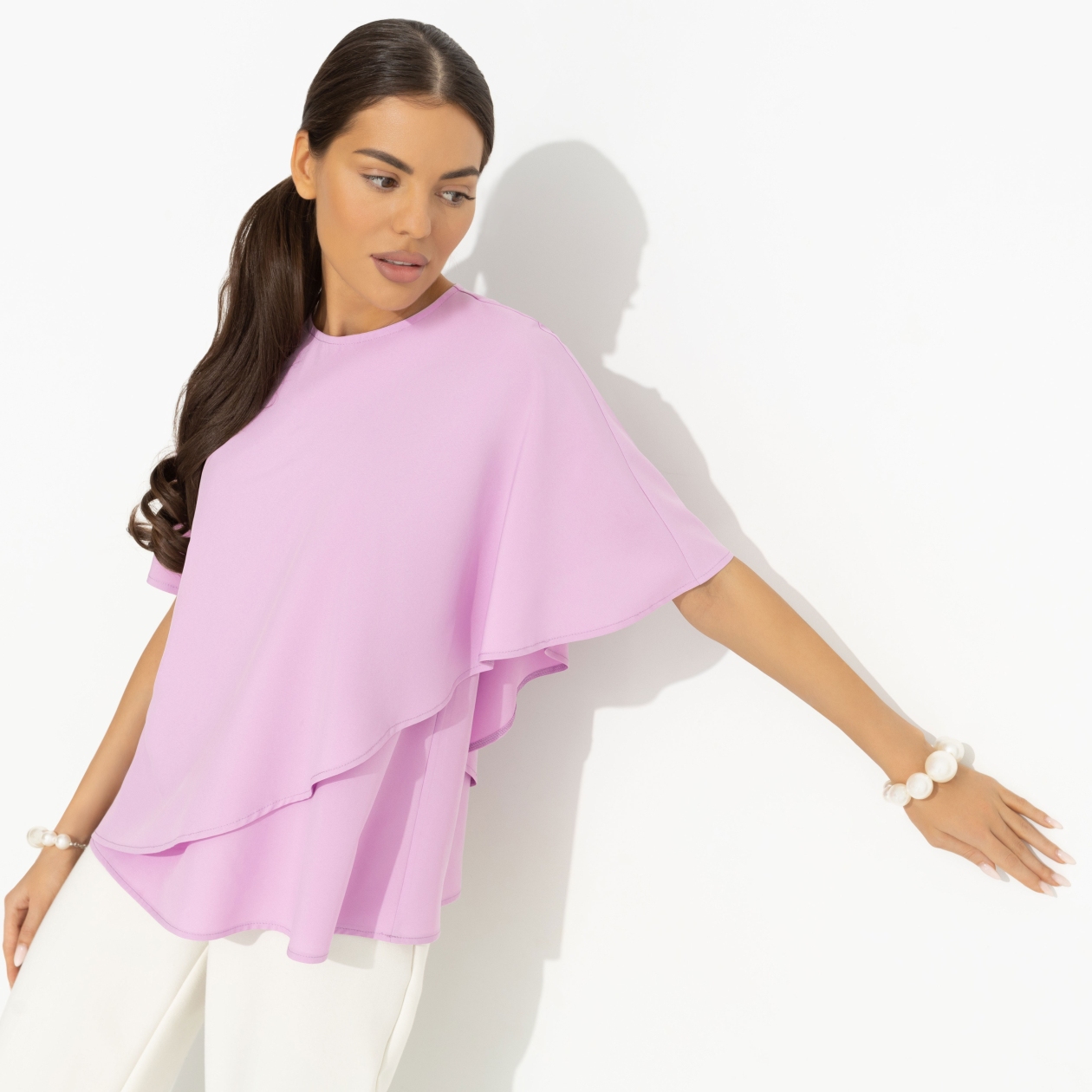 Блуза Лёгкая драма (розовая). Состав: 95% полиэстер, 5% эластан