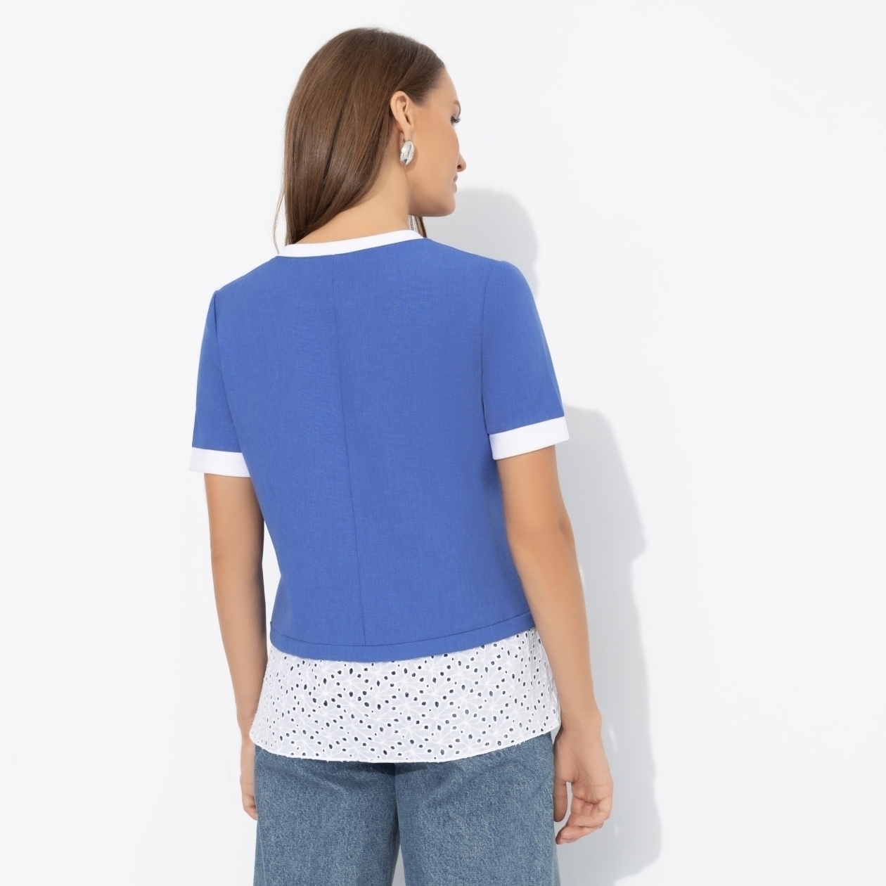 Футболка Романтика с перчинкой (синяя). Состав: 80% п/э, 15% лен, 5% эластан