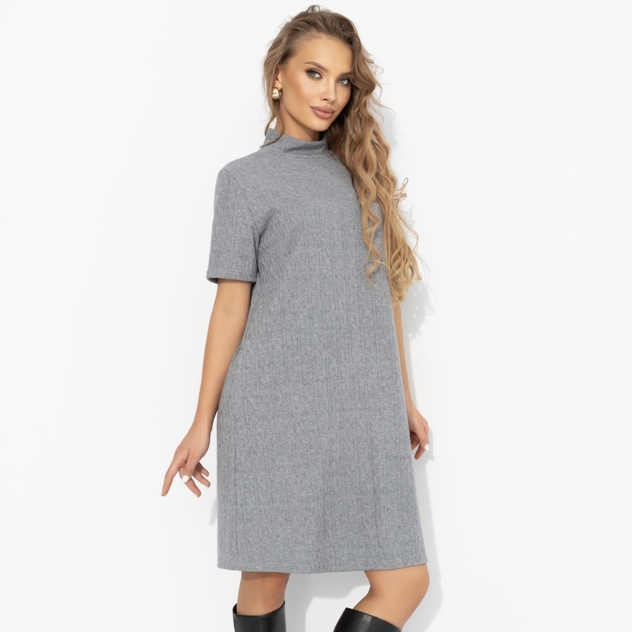 Платье Словно впервые (серое). Состав: 75% нейлон, 22% хлопок, 3% спандекс