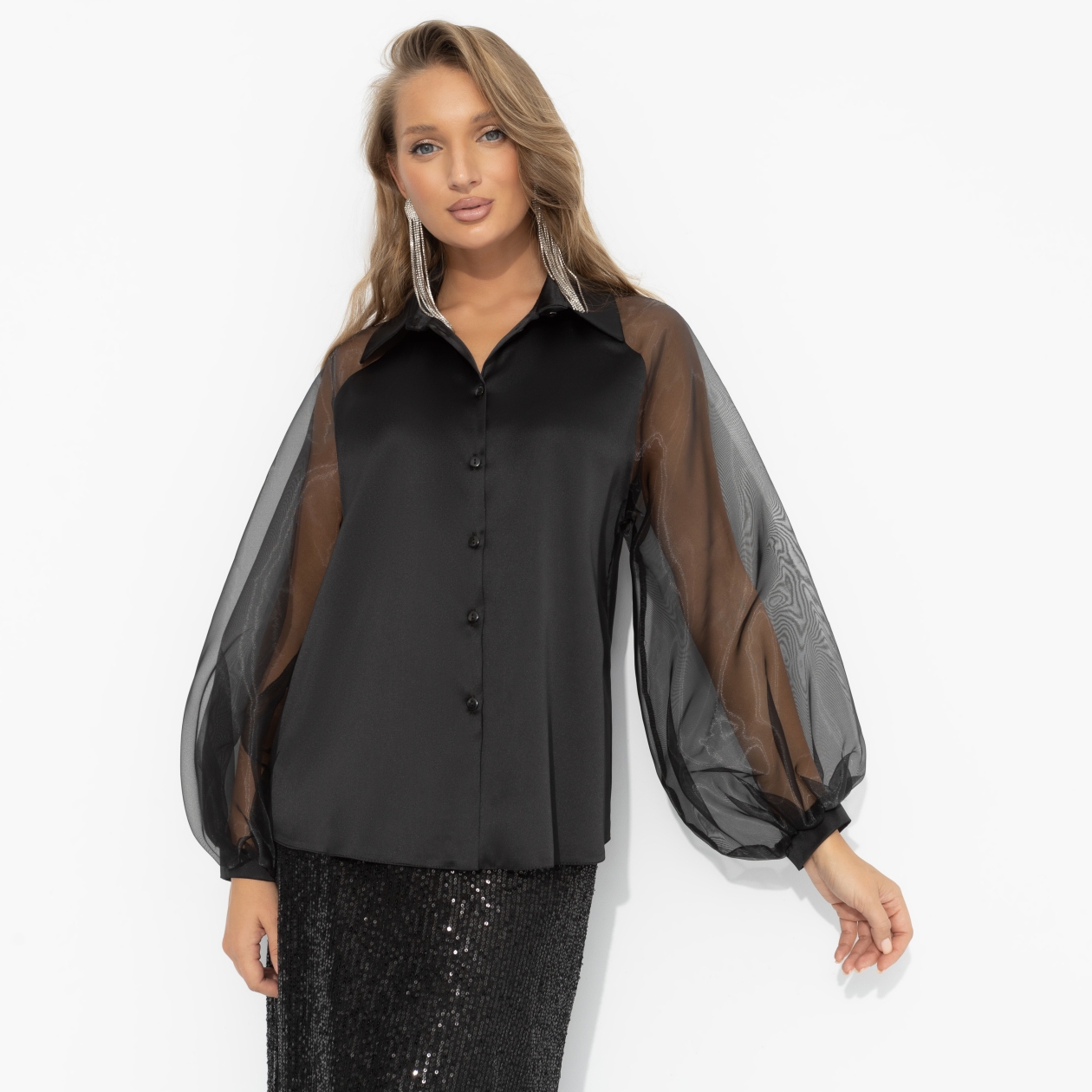 
Блуза из атласа и органзы, Теория красоты (элегант)