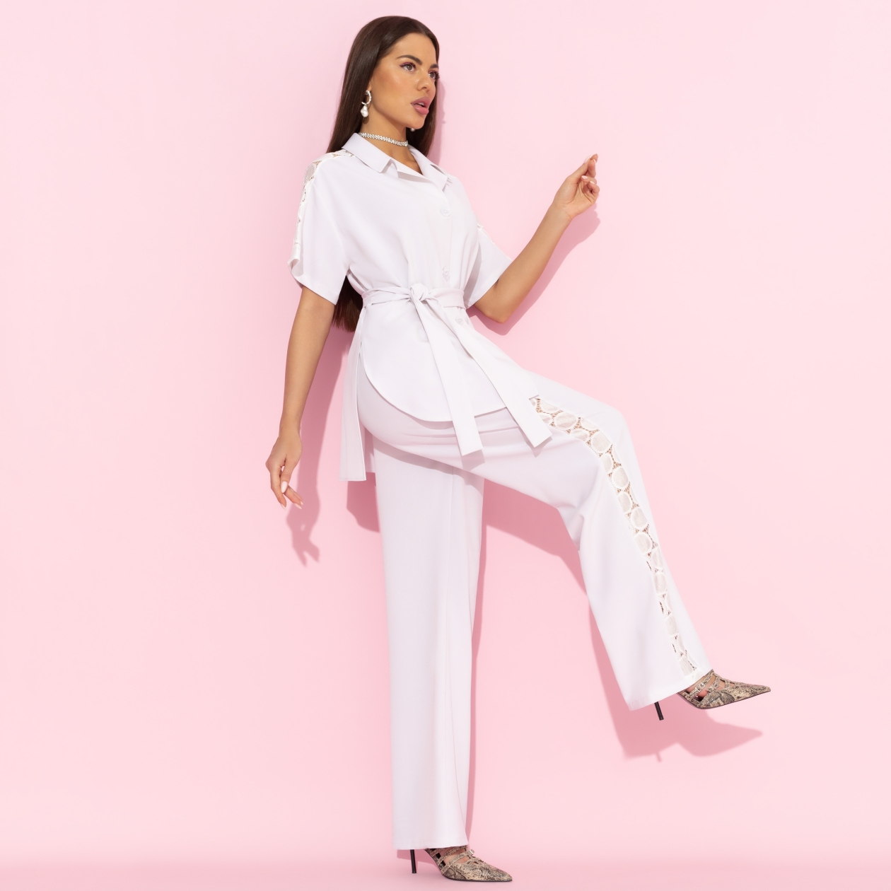 Брючный костюм Престижная номинация (серый, 2 в 1, с поясом). Состав: 60% полиэстер, 33% вискоза, 7% эластан