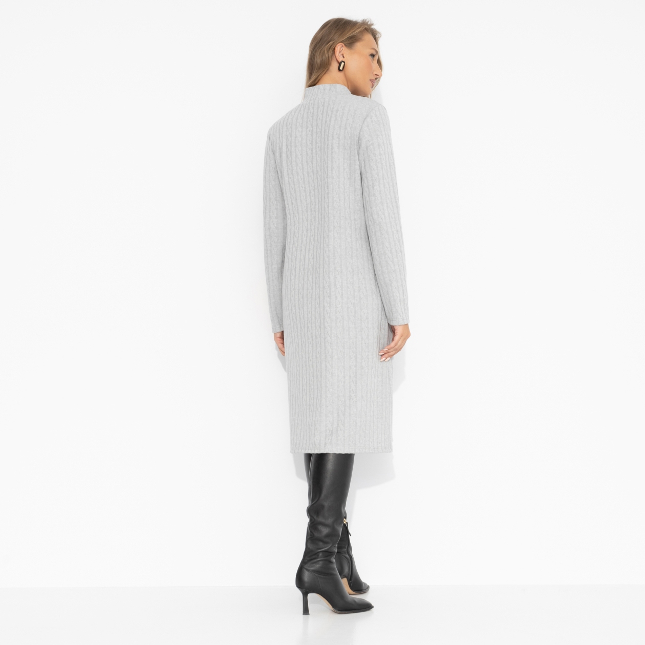 Платье Неотразимый лук (серое). Состав: 75% нейлон, 22% хлопок, 3% спандекс