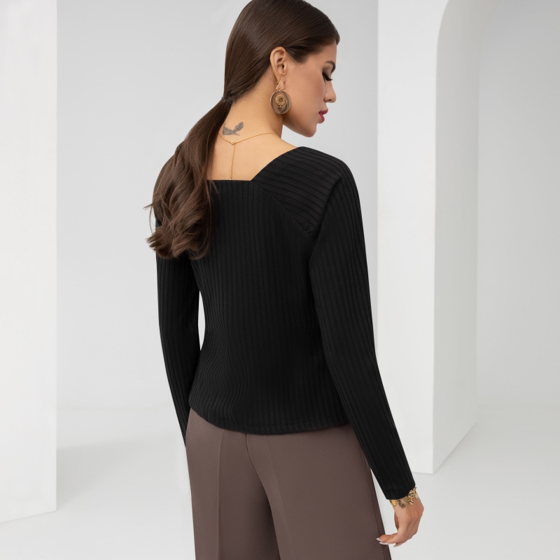 Блуза Аппетитные формы (магия черного, с поясом). Состав: 60% полиэстер, 35% вискоза, 5% спандекс