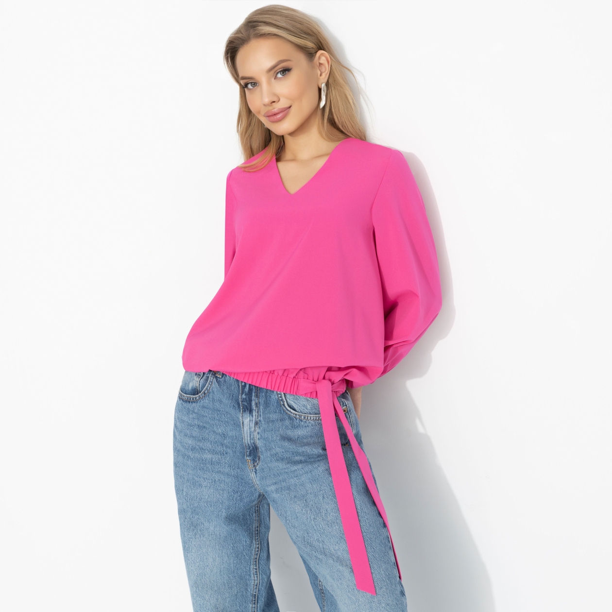 Блуза В зоне внимания (розовый пион). Состав: 95% п/э, 5% эластан