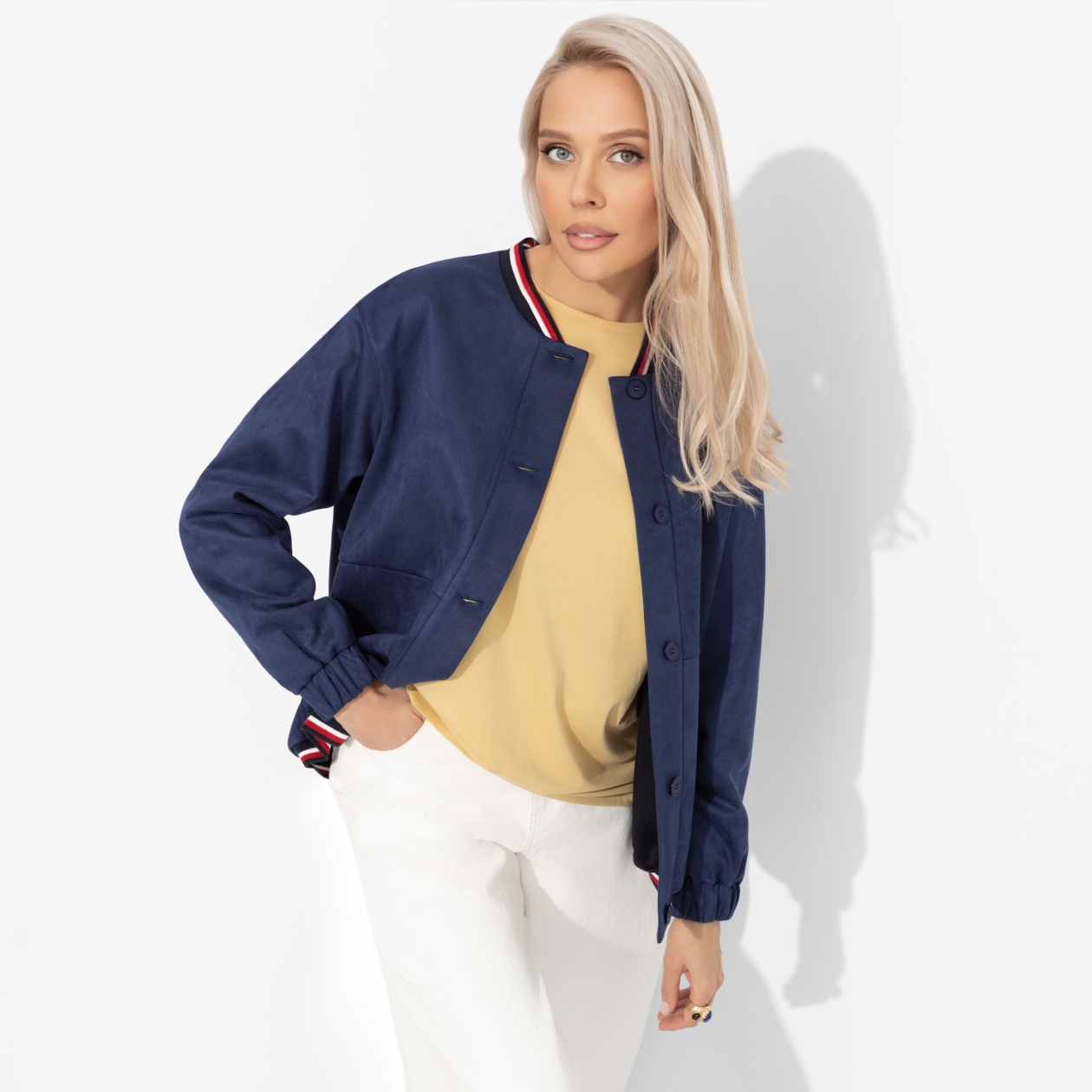 Бомбер Любуйся мной (темно-синий). Состав: 92% полиэстер, 8% спандекс