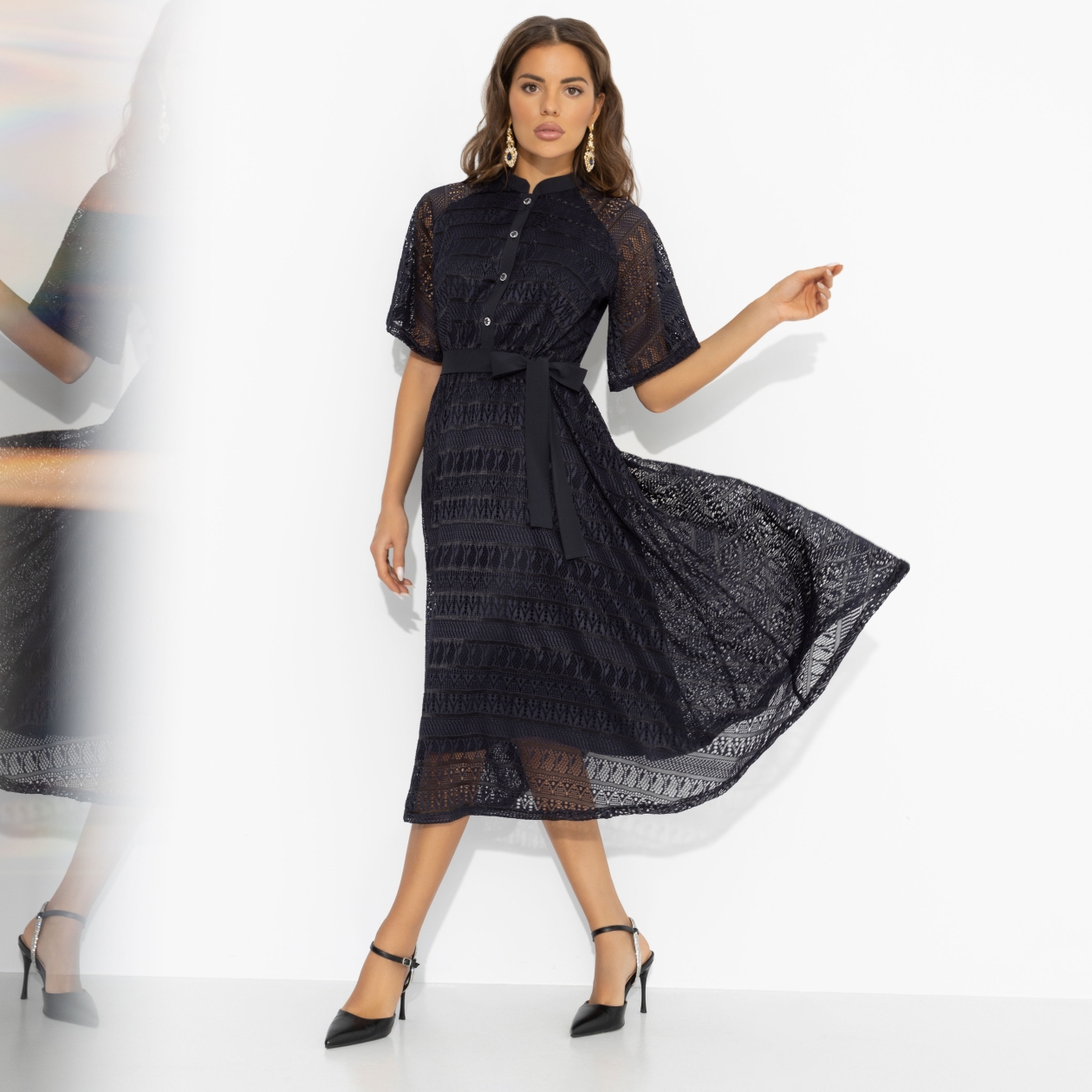 Платье Моя итальянская история (таинство, с поясом). Состав: 90% полиэстер, 8% нейлон, 2% спандекс