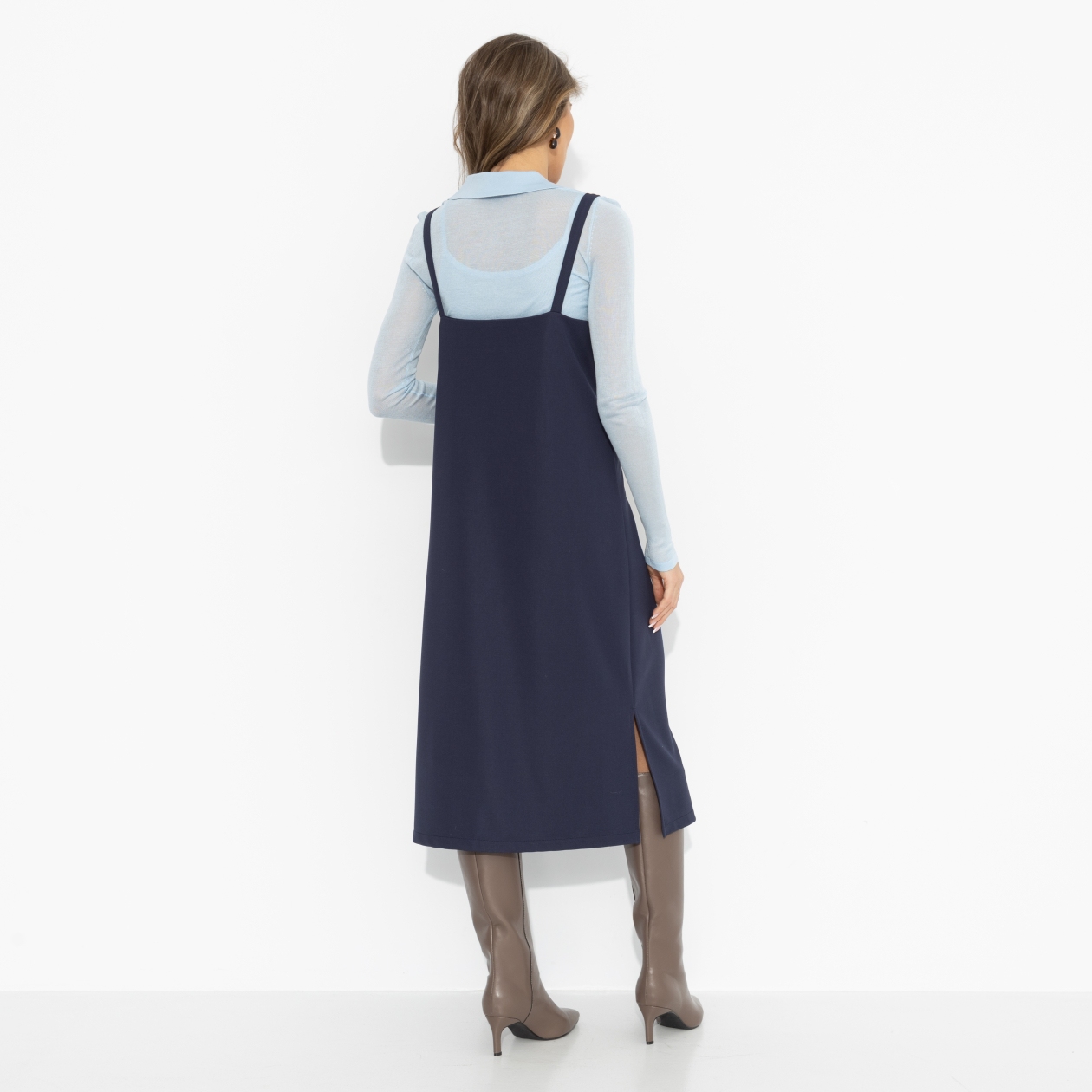 Сарафан Для важных свиданий (синий). Состав: 75% полиэстер, 20% вискоза, 5% эластан