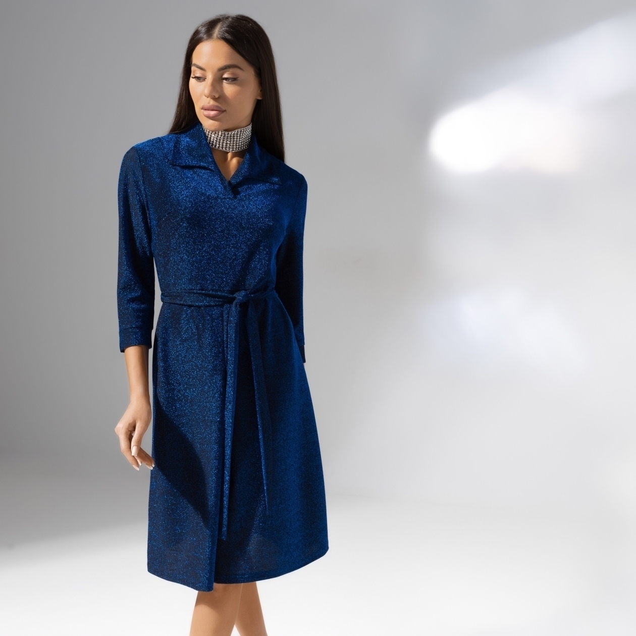 Платье Модная реализация (с поясом). Состав: 95% полиэстер, 5% эластан