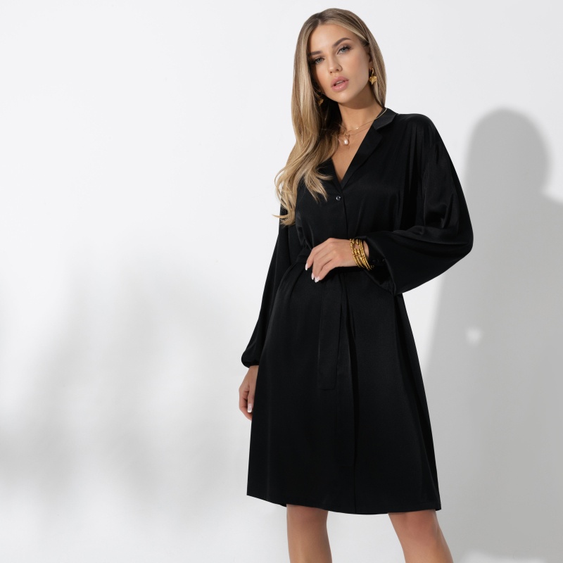 
Платье-рубашка, Сияние шелка (найт, с поясом)