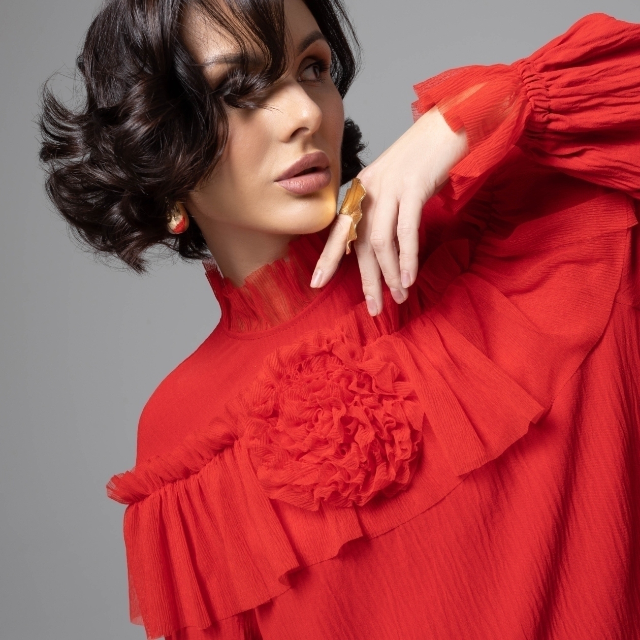 Блуза Мелодия сердца (красная). Состав: 65% п/э, 30% вискоза, 5% спандекс