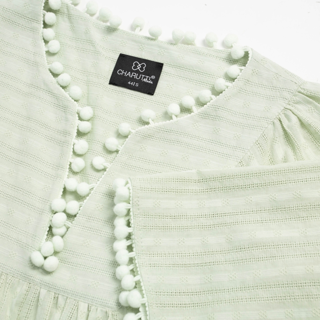 Блуза Летний фольклор (зеленая). Состав: 100% хлопок