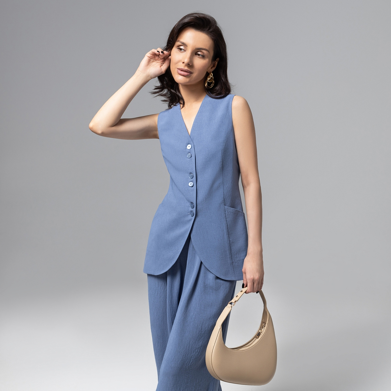 Идеал для всех (синий). Состав: 35% п/э, 30% вискоза, 30% хлопок, 5% спандекс