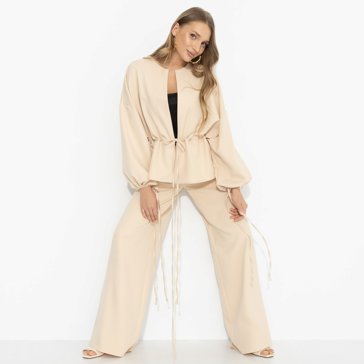 Брючный костюм Серьезная леди (2 в 1, пудра). Состав: 95% п/э, 5% эластан