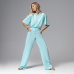 Брюки Раскованный шик (лазурные). Состав: 65% п/э, 30% вискоза, 5% спандекс