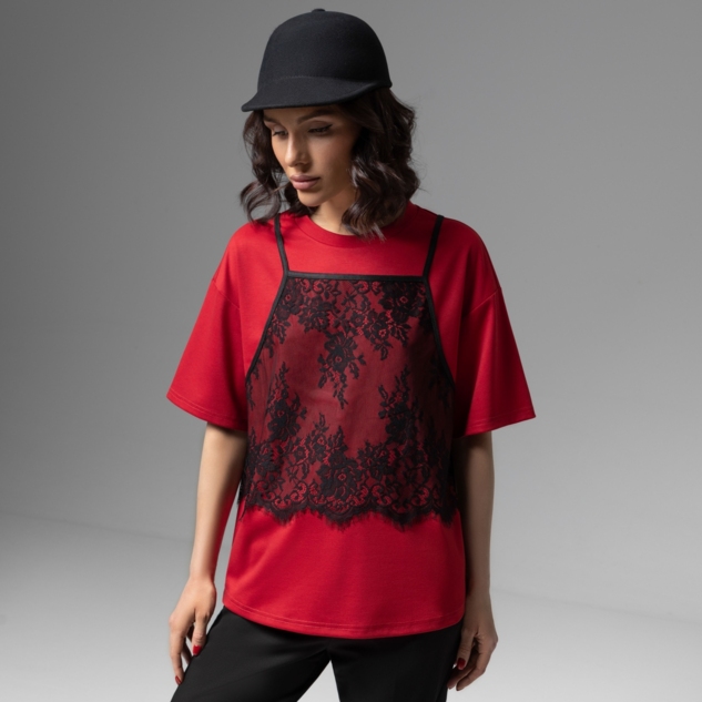 Футболка Модный тандем (красный 2 в 1) 