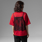 Футболка Модный тандем (красный 2 в 1). Состав: 65% полиэстер, 30% вискоза, 5% спандекс