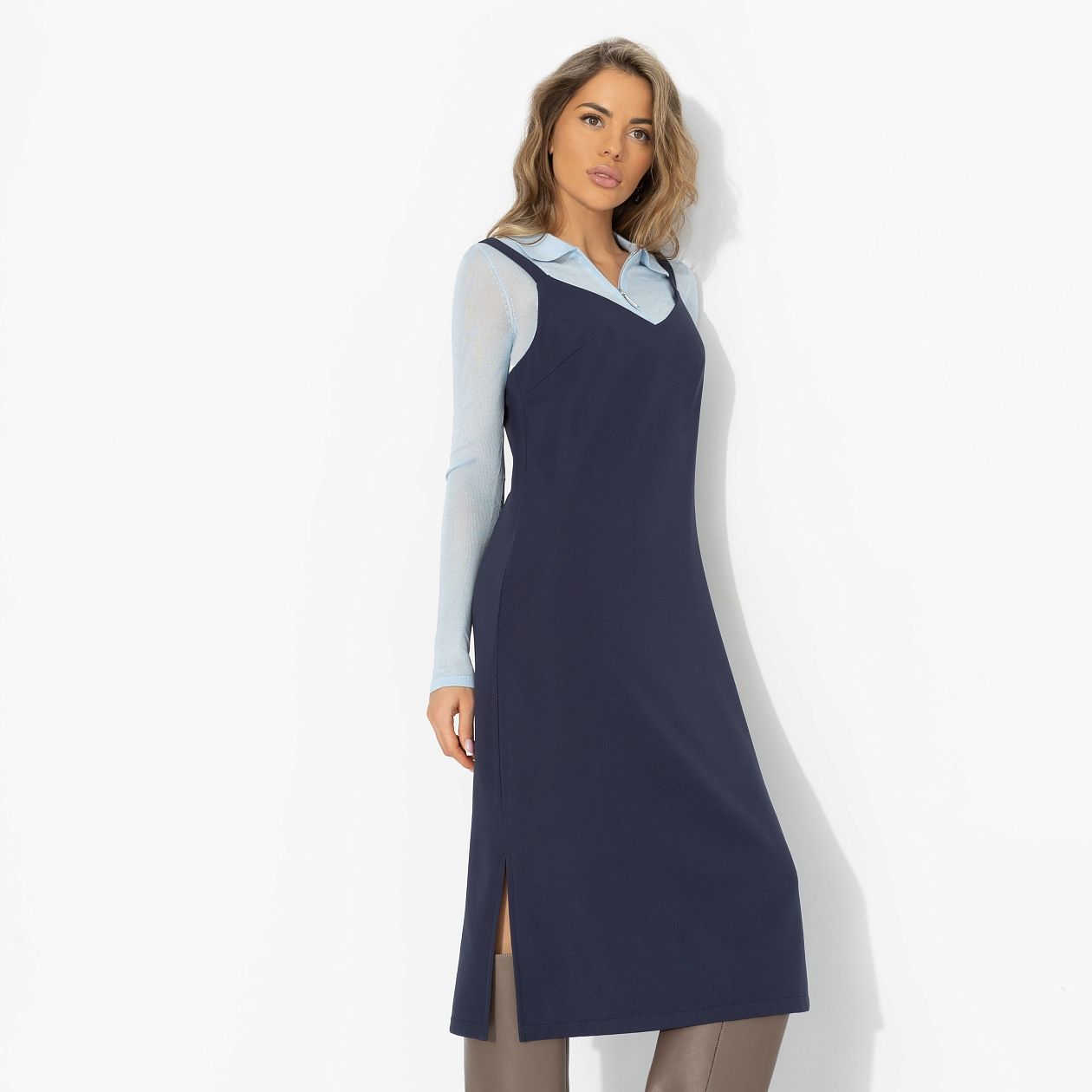 Сарафан Для важных свиданий (синий). Состав: 75% полиэстер, 20% вискоза, 5% эластан