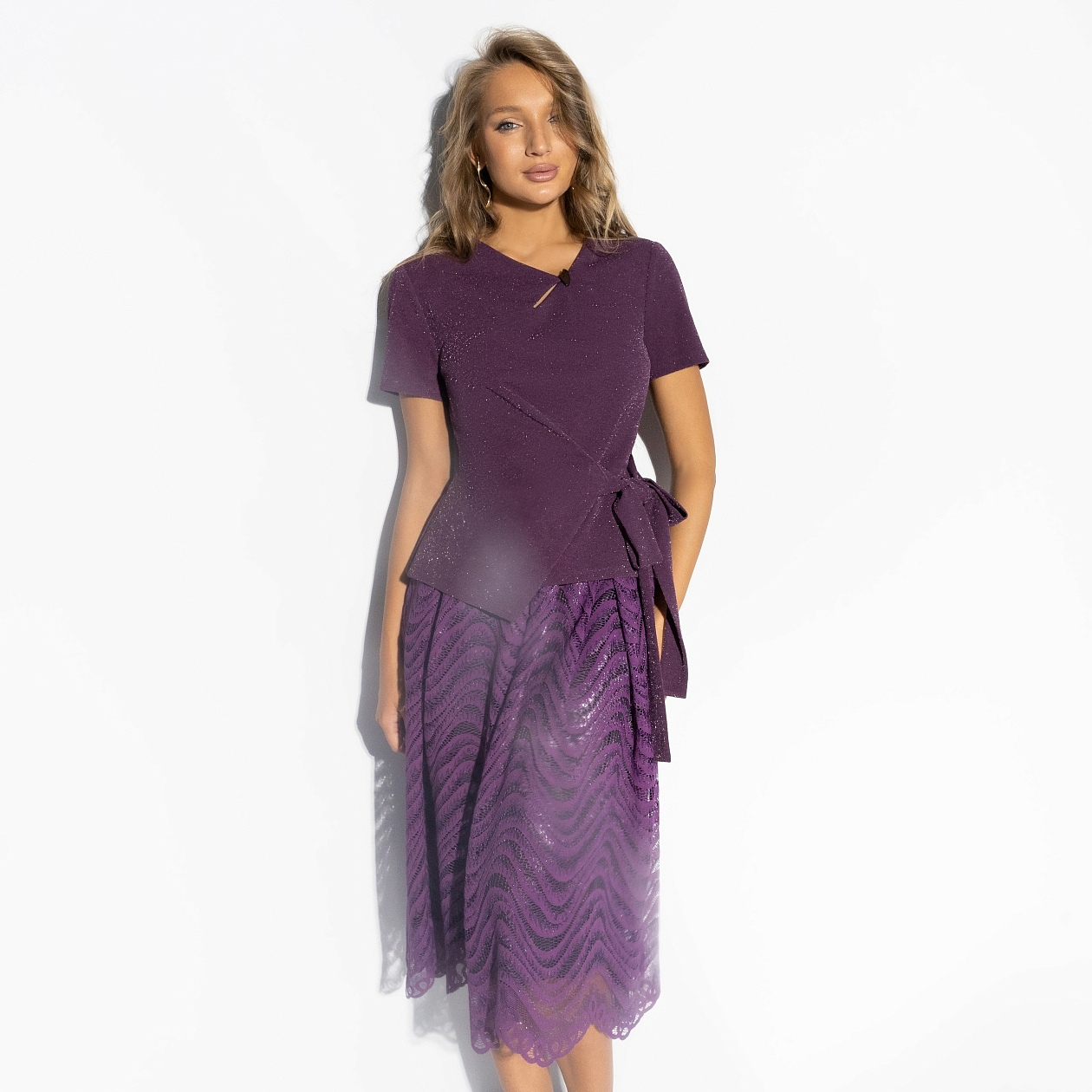 Костюм с юбкой Больше чем стиль (2 в 1, фиолетовый). Состав: 95% п/э, 5% спандекс