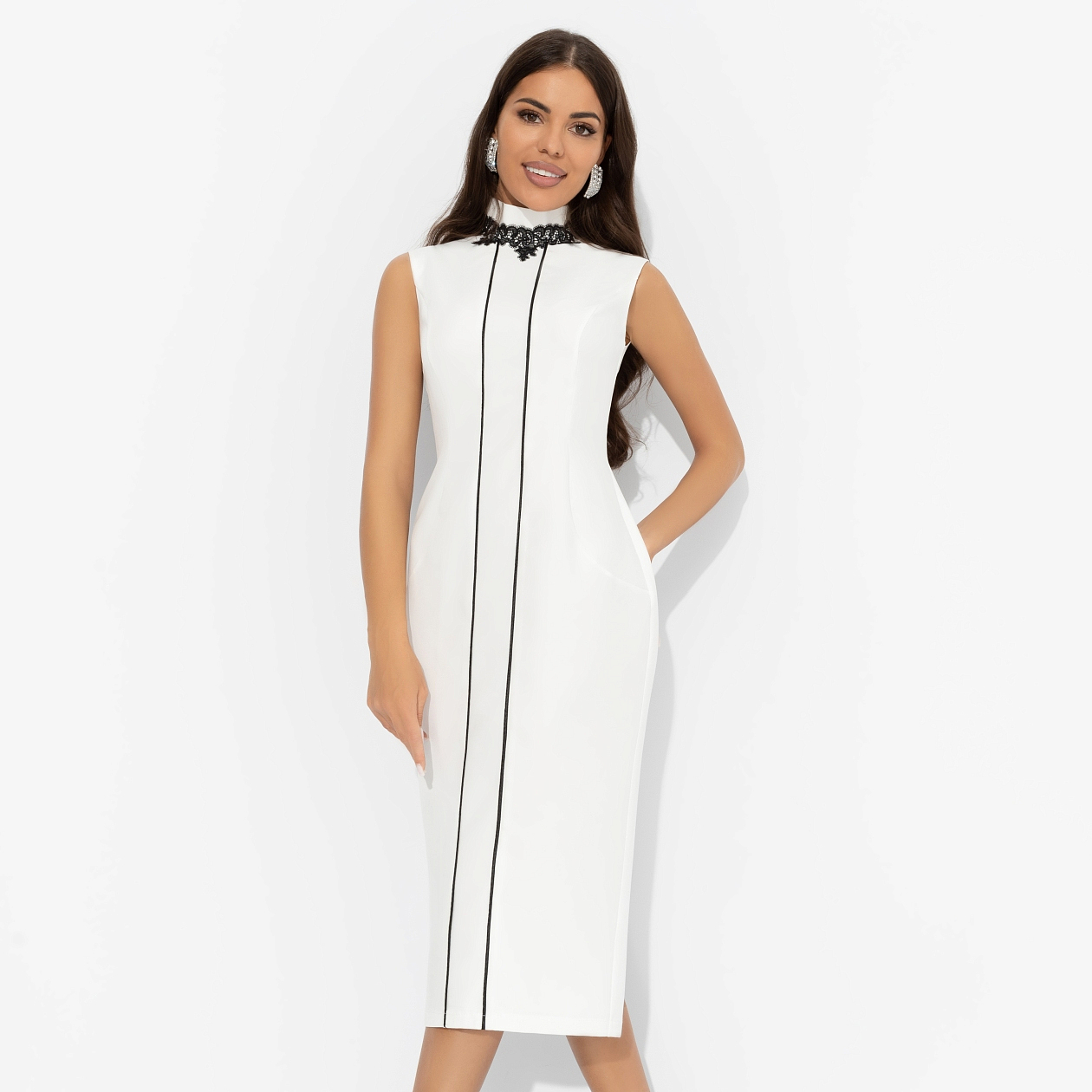 Платье-футляр Поцелуй удачи (queen, с манжетами). Состав: 95% п/э, 5% эластан