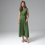 Платье Секреты утонченности (травяное). Состав: 40% полиэстер, 27% вискоза, 23% лён, 10% хлопок