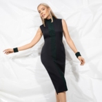 Платье-футляр Поцелуй удачи (green, с манжетами). Состав: 95% п/а, 5% эластан